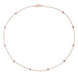 14K Rose Gold 1 Ct Pink Sapphire by the Yard 10 Station Necklace, 18 Inches