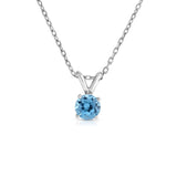 14K White or Yellow Gold Blue Topaz Solitaire Pendant With 18" Gold Chain