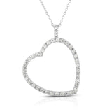 14k White Gold Diamond (0.60 Ct, G-H Color, SI2-I1 Clarity) Heart Pendant, 18" Gold Chain