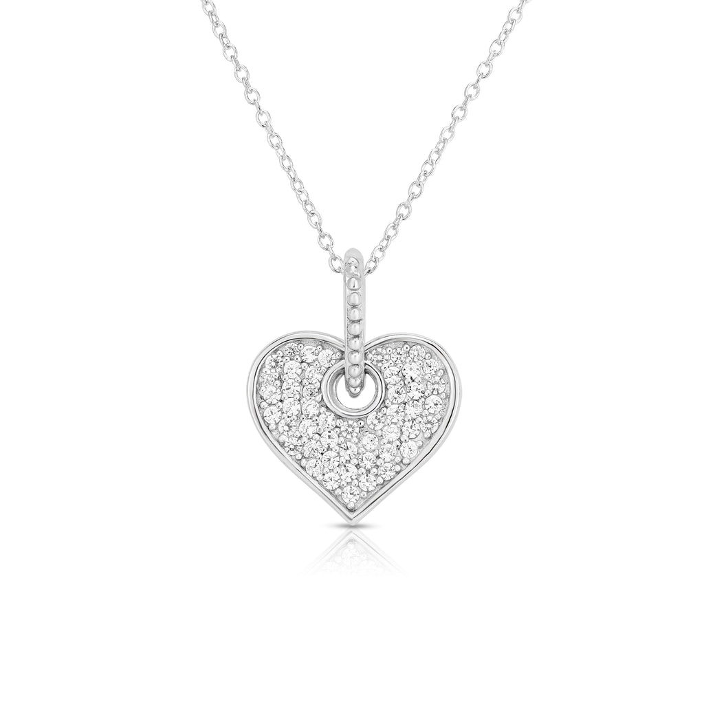 14k White Gold Diamond (1/2 Ct, G-H Color, SI2-I1 Clarity) Heart Pendant, 18" Gold Chain
