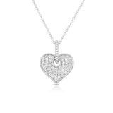 14k White Gold Diamond (1/2 Ct, G-H Color, SI2-I1 Clarity) Heart Pendant, 18" Gold Chain