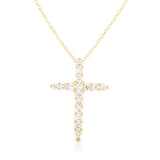 Noray Designs 14K Gold Diamond (0.68 Ct, G-H Color, SI2-I1 Clarity) Cross Pendant With 18" Gold Chain