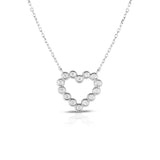 14k White Gold Diamond (0.45 ct, G-H Color, SI2-I1 Clarity) Heart Pendant, 18" Gold Chain
