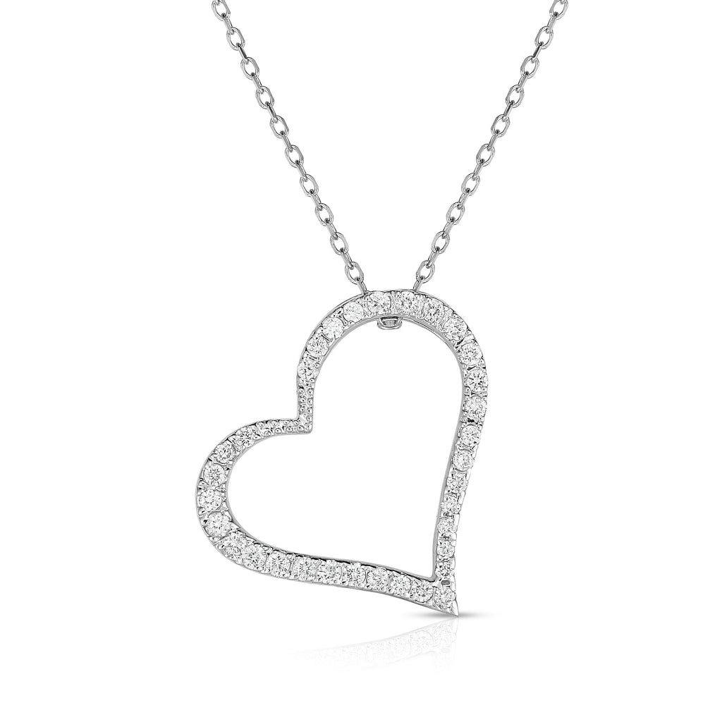 Noray Designs 14k White Gold Diamond (1/4 Ct, G-H Color, SI2-I1 Clarity) Heart Pendant, 18" Gold Chain