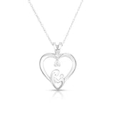 14k Gold Diamond (0.05 Ct, G-H Color, SI2-I1 Clarity) Mother & Child Heart Pendant, 18" Gold Chain