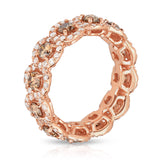 14K Rose Gold Champagne & White Diamond (2.55 Ct, G-H Color, SI2-I1 Clarity) Eternity Wedding Ring