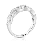 14K White Gold Diamond (0.25 Ct, G-H Color, SI2-I1 Clarity) Braided Wedding Ring