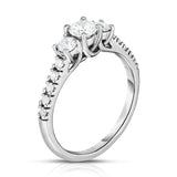 14K White Gold 3-Stone Diamond (3/4 Ct, G-H Color, SI2-I1 Clarity) Engagement Ring