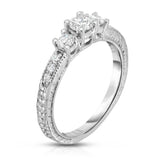 14K White Gold 3-Stone Diamond (0.40 Ct, G-H Color, SI2-I1 Clarity) Engagement Ring