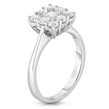 14K White Gold Diamond (1.00 Ct, G-H Color, SI2-I1 Clarity) Square Cluster Ring