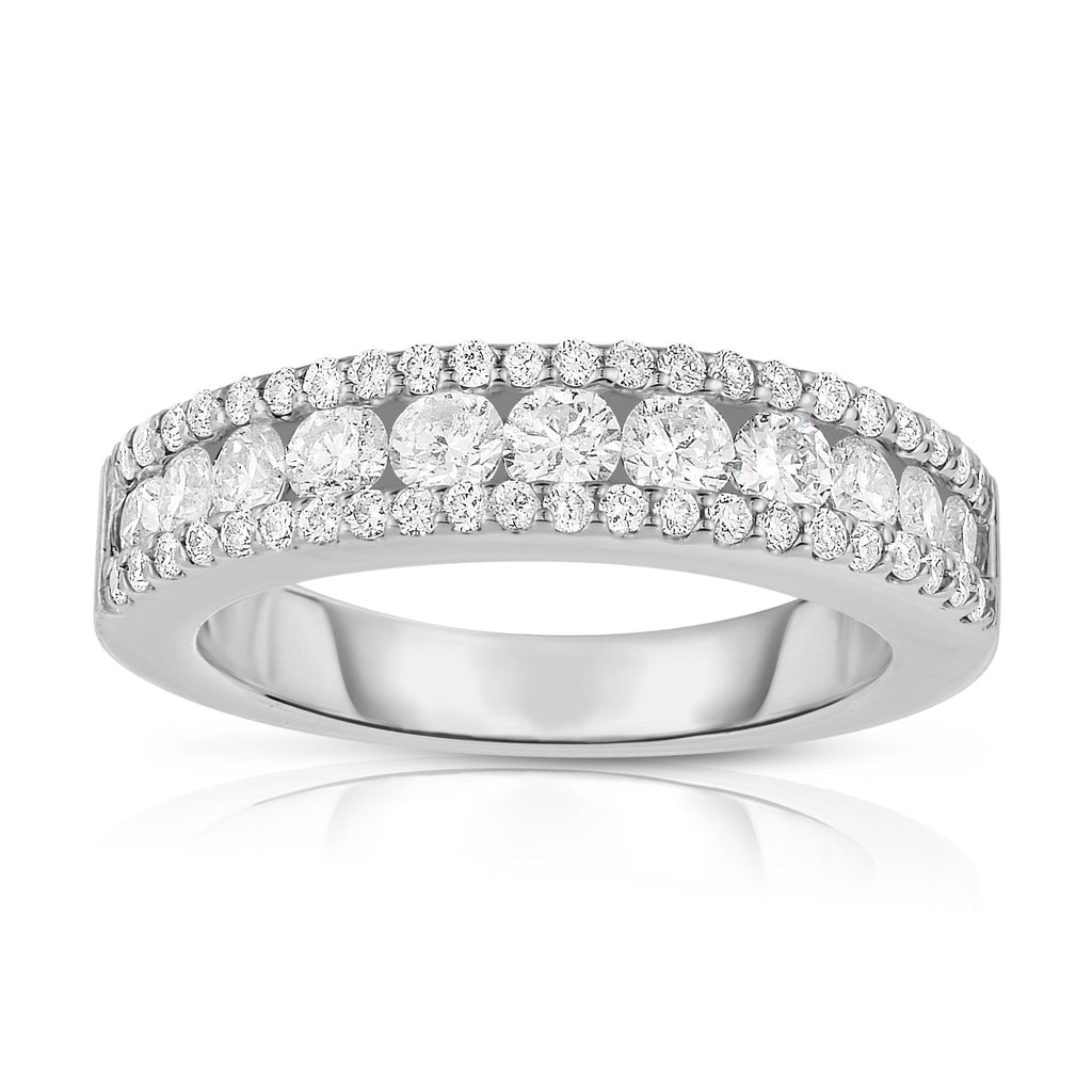 14K White Gold Diamond (1.10 Ct, G-H Color, SI2-I1 Clarity) Wide Wedding Band