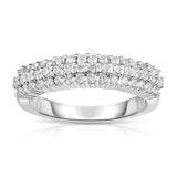 14K White Gold Diamond (0.80 Ct, G-H Color, SI2-I1 Clarity) 3-Row Wedding Band