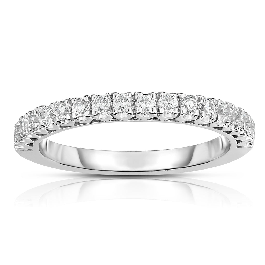 14K White Gold Diamond (0.45 Ct, G-H Color, SI2-I1 Clarity) Wedding Band