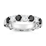14K White Gold Black & White Diamond (4.00 Ct-5.00 Ct, SI2-I1 Clarity) Eternity Ring