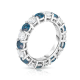 14K White Gold London Blue Topaz & Diamond (4.00 Ct-5.00 Ct, SI2-I1 Clarity) Eternity Ring