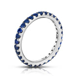 14K White Gold Blue Sapphire Eternity Ring (1.10 cttw)