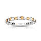 14K White Gold Citrine & Diamond (0.90 Ct-1.00 Ct, SI2-I1 Clarity) Eternity Ring