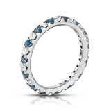 14K White Gold London Blue Topaz & Diamond (0.90 Ct-1.00 Ct, SI2-I1 Clarity) Eternity Ring