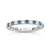 14K White Gold London Blue Topaz & Diamond (0.90 Ct-1.00 Ct, SI2-I1 Clarity) Eternity Ring