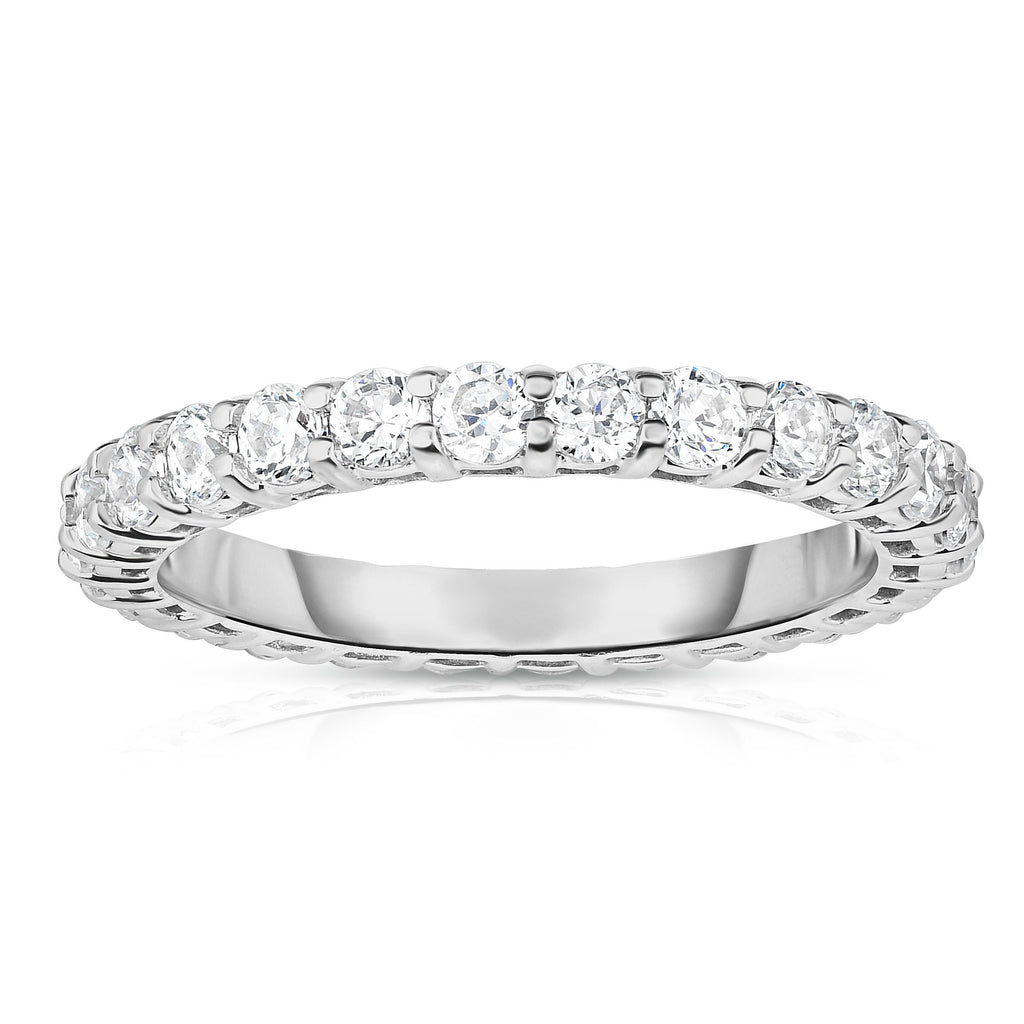 14K White Gold Diamond (1.30-1.50 Ct, G-H Color, SI2-I1 Clarity) Eternity Ring