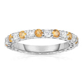 14K White Gold Citrine & Diamond (1.30-1.50 Ct TW, SI2-I1 Clarity) Eternity Ring