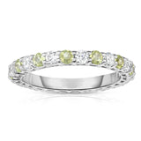 14K White Gold Peridot & Diamond (1.30-1.50 Ct TW, SI2-I1 Clarity) Eternity Ring