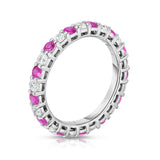 14K White Gold Pink Sapphire & Diamond (1.30-1.50 Ct TW, SI2-I1 Clarity) Eternity Ring