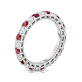 14K White Gold Ruby & Diamond (1.30-1.50 Ct TW, SI2-I1 Clarity) Eternity Ring