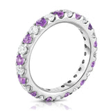 14K White Gold Amethyst & Diamond (1.20-1.40 Ct TW, SI2-I1 Clarity) Eternity Ring