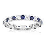 14K White Gold Blue Sapphire & Diamond (1.20-1.40 Ct TW, SI2-I1 Clarity) Eternity Ring