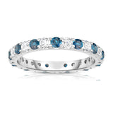 14K White Gold London Blue Topaz & Diamond (1.20-1.40 Ct TW, SI2-I1 Clarity) Eternity Ring