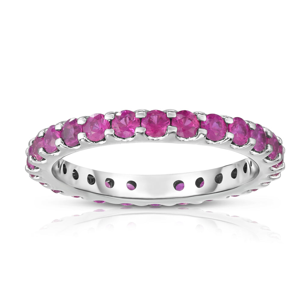 14K White Gold Pink Sapphire Eternity Ring (1.50 cttw)