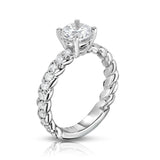 GIA Certified 14K White Gold Diamond (1.65 Ct, G Color, SI2 Clarity) Twisted Solitaire Ring