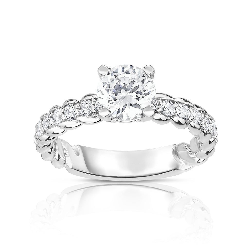 GIA Certified 14K White Gold Diamond (2.30 Ct, G Color, SI2 Clarity) Engagement Ring Set