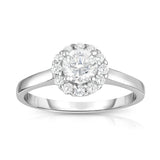 GIA Certified 14K White Gold Diamond (0.90 Ct, G Color, SI2 Clarity) Cluster Ring