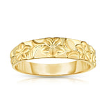 14K Gold Flower Design Wide Ring