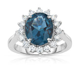 14K White Gold Oval Gemstone & Diamond (0.50 Ct, G-H Color, I1-I2 Clarity) Ring