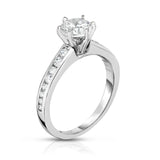 GIA Certified 14K White Gold Diamond (1.30 Ct, G Color, SI2 Clarity) 6-Prong Solitaire Ring