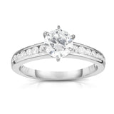 GIA Certified 14K White Gold Diamond (1.30 Ct, G Color, SI2 Clarity) 6-Prong Solitaire Ring