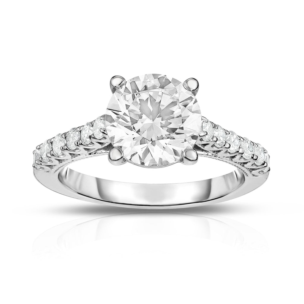 GIA Certified 14K White Gold Diamond (1.85 Ct, G Color, SI2 Clarity) Solitaire Ring