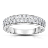 14K White Gold Diamond (0.50 Ct, I1-I2 Clarity, G-H Color) Double-Row Ring