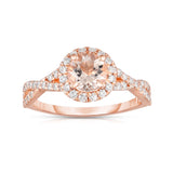 14K White Gold Morganite & Diamond (0.45 Ct, G-H Color, SI2-I1 Clarity) Engagement Ring