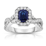 14K White Gold Blue Sapphire & Diamond (0.85 Ct, G-H Color, I1-I2 Clarity) Braided Ring