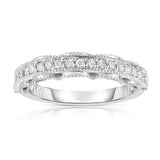 14K White Gold Diamond (0.25 Ct, G-H Color, SI2-I1 Clarity) Miligrain Ring