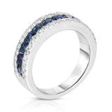 14K White Gold Blue Sapphire & Diamond (0.44 Ct, G-H Color, SI2-I1 Clarity) Ring