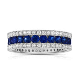 14K White Gold Blue Sapphire & Diamond (0.95 Ct, G-H Color, SI2-I1 Clarity) Ring