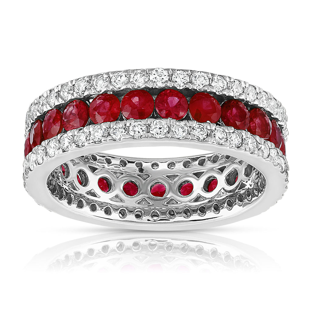 14K White Gold Ruby & Diamond (0.95 Ct, G-H Color, SI2-I1 Clarity) Ring