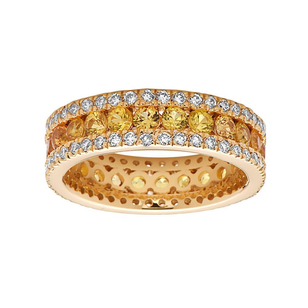 14K Yellow Gold Yellow Sapphire & Diamond (0.95 Ct, G-H Color, SI2-I1 Clarity) Ring