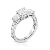 GIA Certified 14K White Gold Diamond (3.00 Ct, G Color, SI2 Clarity) 3-Stone Engagement Ring