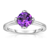 Sterling Silver Gemstone 4-Prong Solitaire Ring (1.15 Ct)